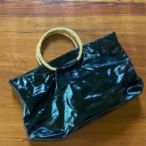 Sabrina Tach patent bag with bamboo handle - Picture 2 of 4
